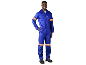 Safety Polycotton Boiler Suit - Reflective Arms & Legs - Orange Tape