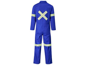 Safety Polycotton Boiler Suit - Reflective Arms Legs & Back - Yellow Tape