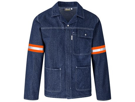 Cast Premium 100% Cotton Denim Jacket - Reflective Arms & Back - Orange Tape
