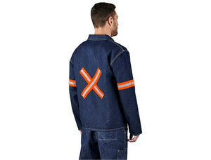 Cast Premium 100% Cotton Denim Jacket - Reflective Arms & Back - Orange Tape