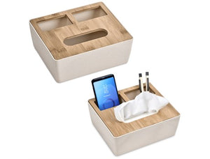 Okiyo Kushami Bamboo Fibre Desk Caddy Tissue Box