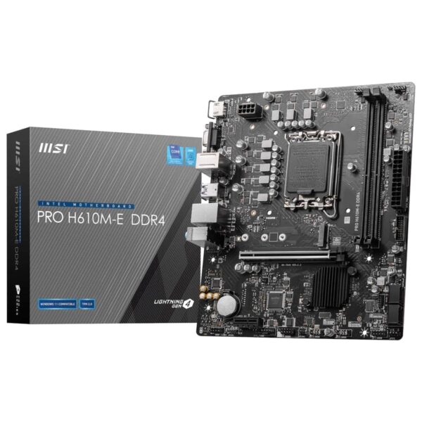 MSI PRO H610M-E DDR4 Intel H610 Alder Lake LGA 1700 Micro-ATX Desktop Motherboard