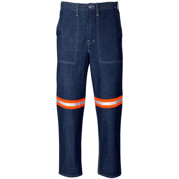 Cast Premium 100% Cotton Denim Pants - Reflective Legs - Orange Tape - Image 2