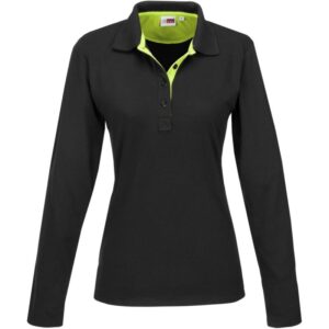 Ladies Long Sleeve Solo Golf Shirt - Lime