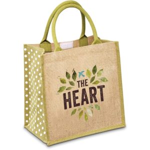 Polka Jute Tote - Lime