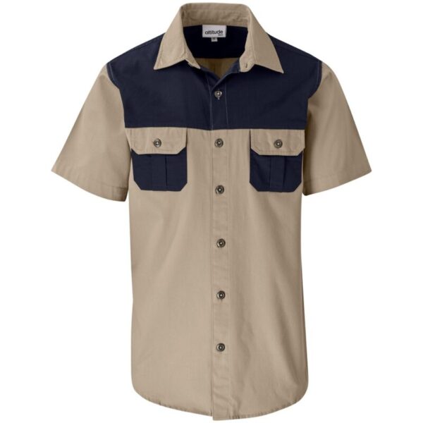 Mens Short Sleeve Serengeti 2-Tone Bush Shirt - Image 2